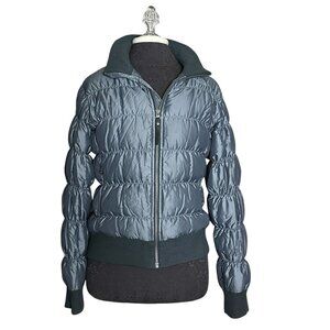 The North Face Morph 600 Goose Down Puffer Bomber Jacket Women’s M Blue Gray
